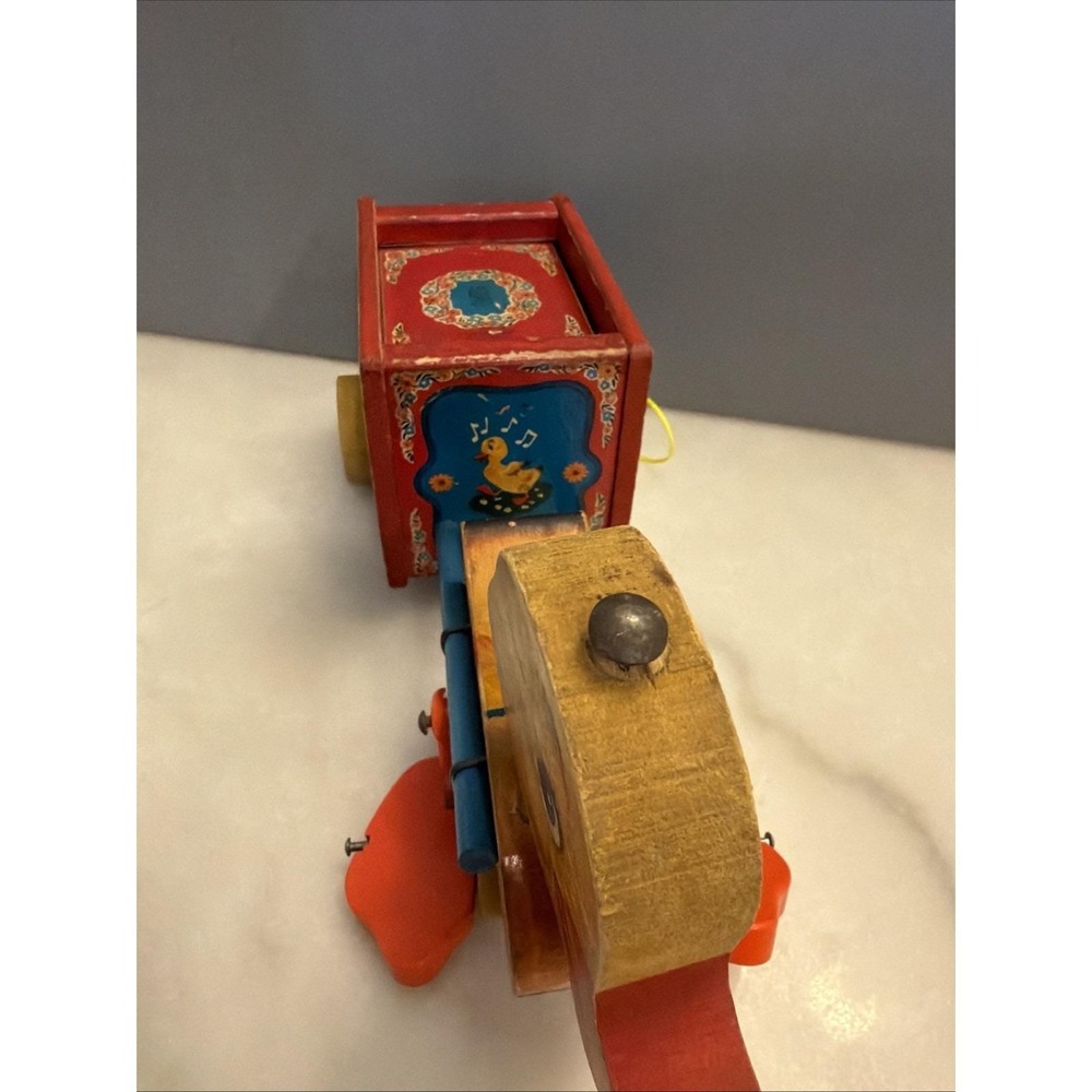 Vintage 1950s Fisher Price Wooden Musical Duck Pull Toy w/ Replaced Pull String - Picture 10 of 16